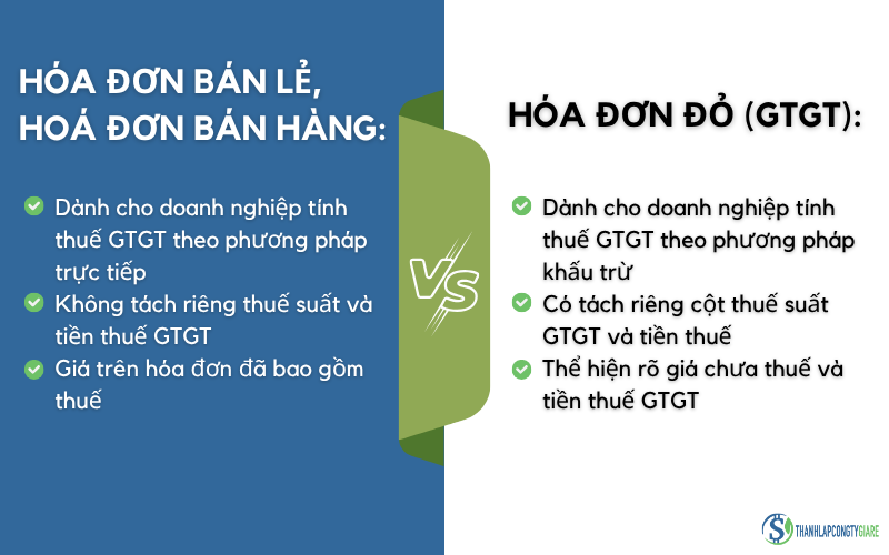 Phân biệt giữa hóa đơn bán lẻ và hóa đơn đỏ
